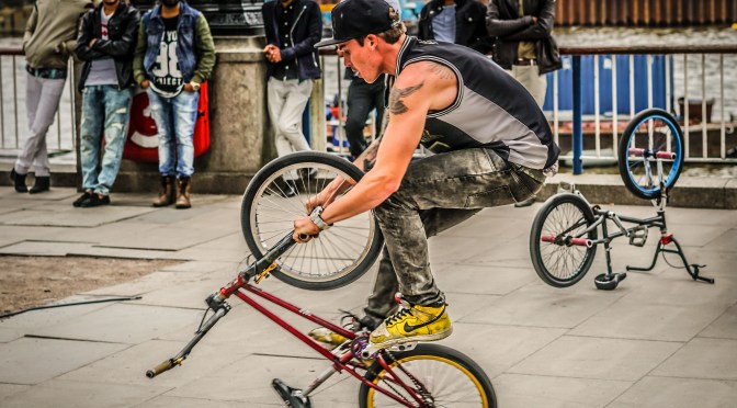 Upside Down Bicycle Riding In London, England