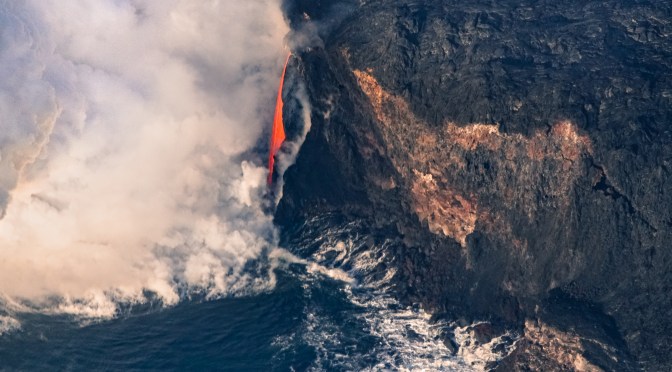 Lava Waterfall-  Hawaii’s Kilauea Volcano’s Kamokuna Ocean Entry