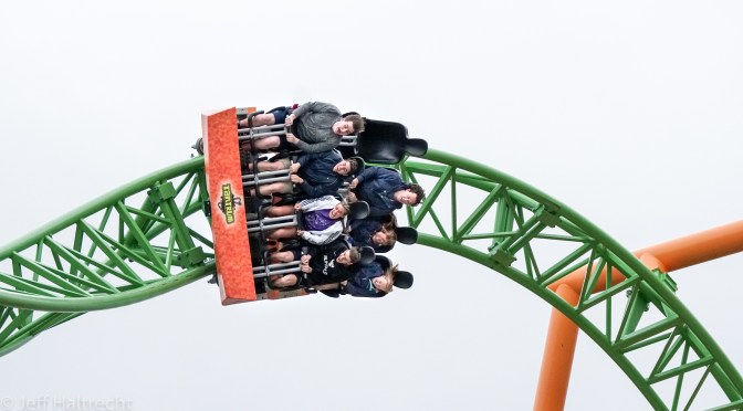 Screaming through the corner aboard Tantrum, Six Flags Darien Lake