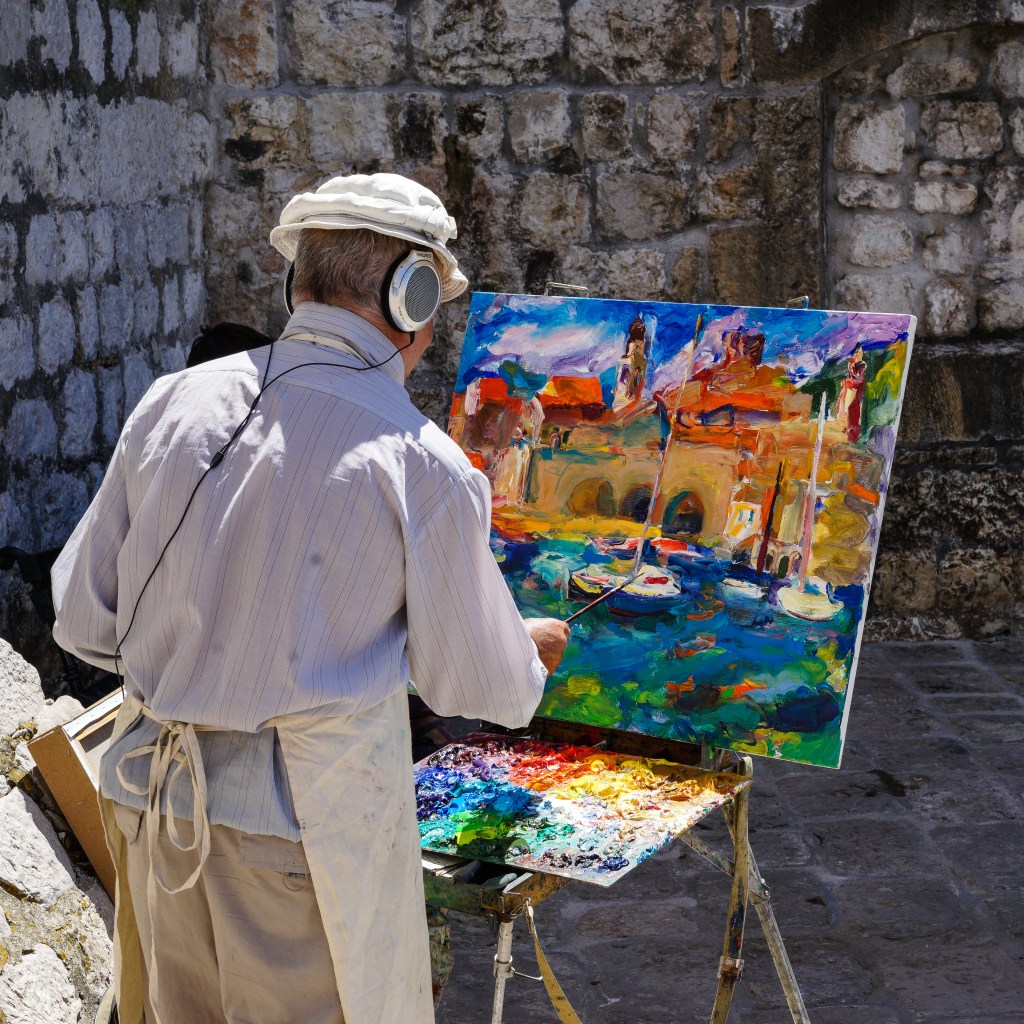 oil painting on canvas marine harbour dubrovnik croatia